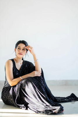 Hemlata Embroidered Bollywood Georgette Saree(Black)