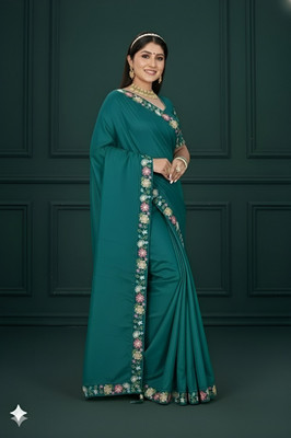 Shree Ambey Self Design Bollywood Georgette Saree(Green)