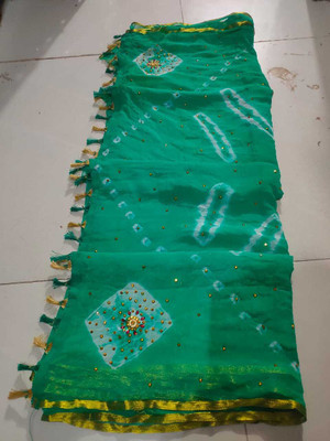 NeeLKANTH ENTERPRISE Embellished Bandhani Chiffon Saree(Green)