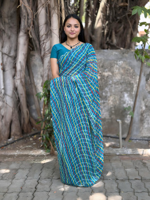 ZENFAB THREADS Self Design Bollywood Georgette Saree(Multicolor)