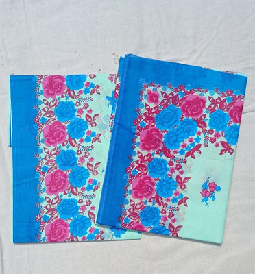 Cotton Mekhela Chador Animal Print, Graphic Print Mekhela Chador Pure Cotton Saree(Blue, Pink)