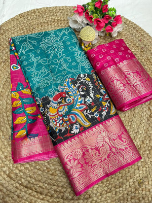 Chandan Fabrics Printed Bollywood Chanderi Saree(Multicolor)