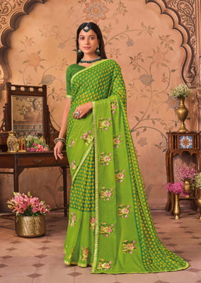 Laxmipati sarees Embroidered Bollywood Chiffon Saree(Green)