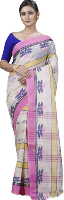 DipDiya Embellished, Woven Tant Pure Cotton Saree(Multicolor)