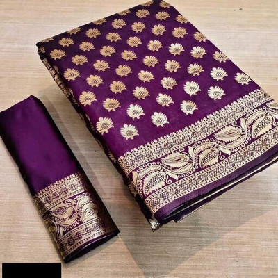 signagraph Woven Kanjivaram Satin, Tussar Silk Saree(Purple)