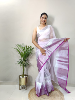 ZILVIRA Woven Bollywood Organza Saree(Purple)