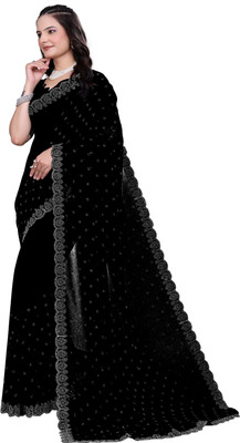 Royal Creation Embroidered Bollywood Georgette Saree(Black)