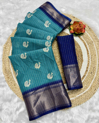 RegalDrapes Printed Bollywood Art Silk, Silk Blend Saree(Light Blue)