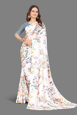 RoyalStittch Floral Print, Printed Daily Wear Georgette Saree(Multicolor, Grey)