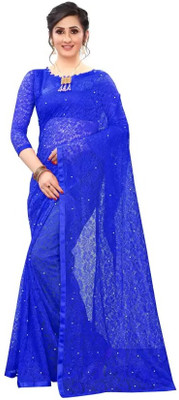 Suali Embellished Bollywood Net Saree(Blue)