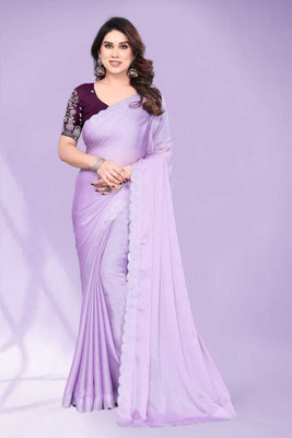 durvacreation Embellished Bollywood Chiffon Saree(Purple)