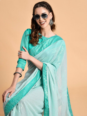 Sangria Embellished Bollywood Silk Blend Saree(Light Green)