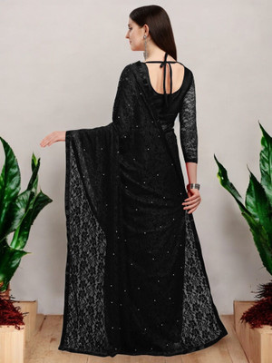Fashion Nexa Self Design Bollywood Net Saree(Black)