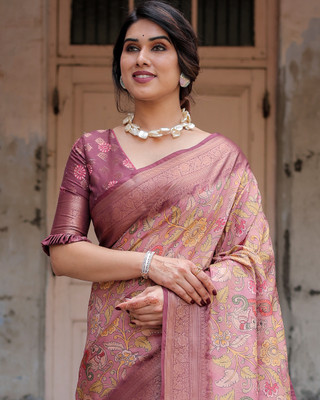 maharani couture Digital Print Banarasi Pure Silk Saree(Purple)