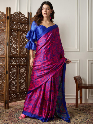 Divastri Printed Daily Wear Satin Saree(Pink)