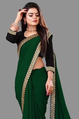 SHREE SHUBH CREATION Solid/Plain Daily Wear Georgette Saree(Multicolor)