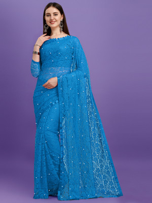 Croza Self Design Bollywood Net Saree(Multicolor)