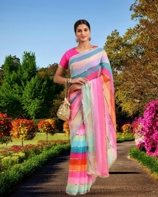 SHOBHTESH Embellished Bollywood Georgette Saree(Multicolor)