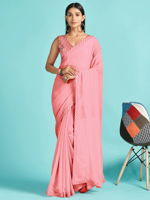 Sareemall Embellished Bollywood Georgette Saree(Pink)