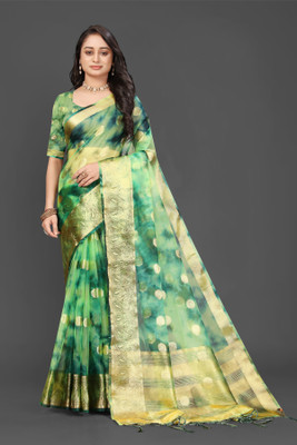 Aarunika SKT Solid/Plain Bollywood Organza Saree(Light Green)
