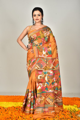 Ramshyam Collection Woven Kantha Pure Silk Saree(Multicolor)