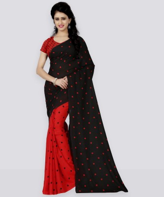 Anand Sarees Polka Print Daily Wear Georgette Saree(Black)