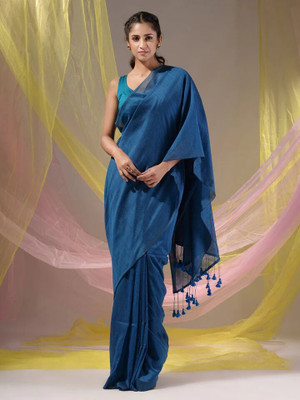 PIYARI Printed Handloom Pure Cotton Saree(Blue)