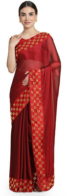 pUNYATHA CREATION Embellished Bollywood Crepe Saree(Red)