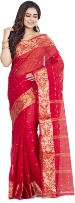 Divastri Woven Tant Pure Cotton Saree(Red)