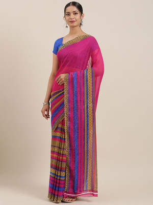 Moda Rapido Printed Daily Wear Georgette Saree(Pink)