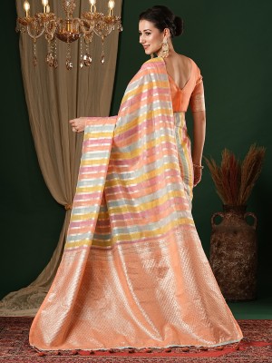 Sareemall Woven Banarasi Cotton Silk Saree(Orange)