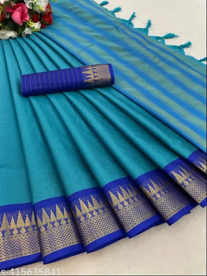 Fashion Club Collection Self Design Bollywood Cotton Silk Saree(Blue)