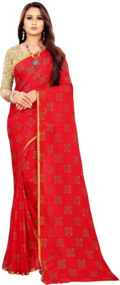 Divastri Printed Bollywood Chiffon Saree(Red)