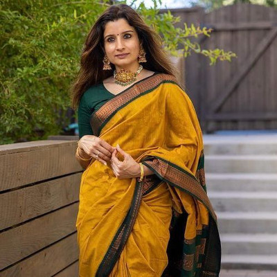 K SALIYA ENTERPRISE Printed Kanjivaram Pure Silk Saree(Yellow)
