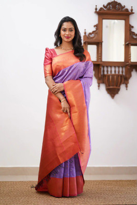 pavanputra fab Self Design Banarasi Jacquard Saree(Light Blue)