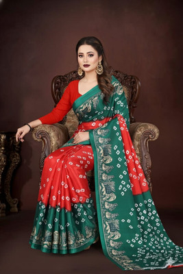 jihana fab Printed Banarasi Chiffon Saree(Multicolor)