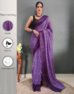 Samah Woven, Embellished, Self Design Bollywood Georgette Saree(Purple)