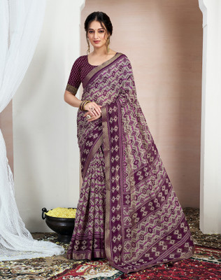 Divastri Geometric Print, Printed, Embellished Bollywood Chiffon, Georgette Saree(Purple)