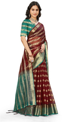 Aarunika MNT Solid/Plain Bollywood Organza Saree(Magenta)