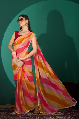 Disha Fashion Striped Leheria Georgette Saree(Multicolor)
