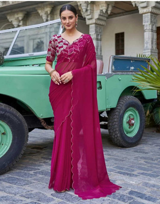 supalee tex Solid/Plain Bollywood Georgette Saree(Multicolor)