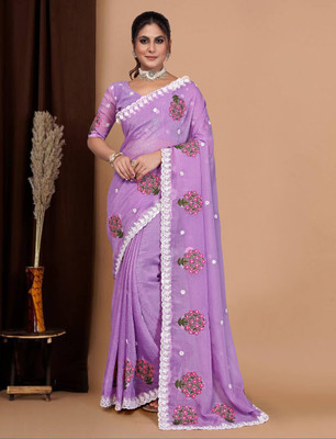 NANDKASHI Embroidered Bollywood Georgette Saree(Multicolor)