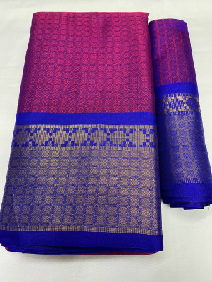 Hensi sarees shop Printed Daily Wear Cotton Silk, Crepe Saree(Red)