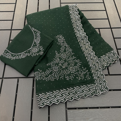 VarniRaaj Fashion Embellished Bollywood Organza Saree(Green)