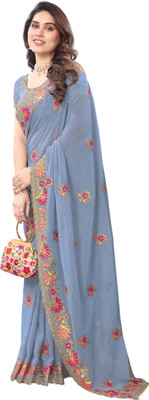 KHRITI FAB Embroidered Bollywood Georgette Saree(Grey)