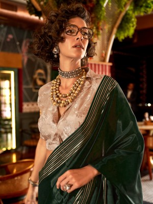 Sareemall Woven Bollywood Viscose Rayon Saree(Green)