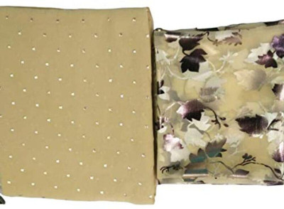 V And V Shop Self Design Bandhani Chiffon Saree(Beige)