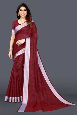 SARETRA MALL Self Design Bollywood Linen Saree(Beige)