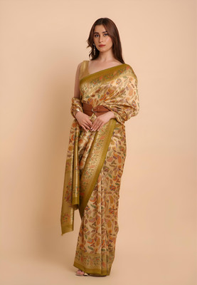 Labheshwari Printed Banarasi Pure Silk Saree(Gold)