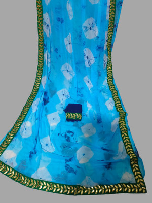Neelkanth Ent Printed, Self Design, Graphic Print, Striped, Checkered Handloom Chiffon Saree(Blue)